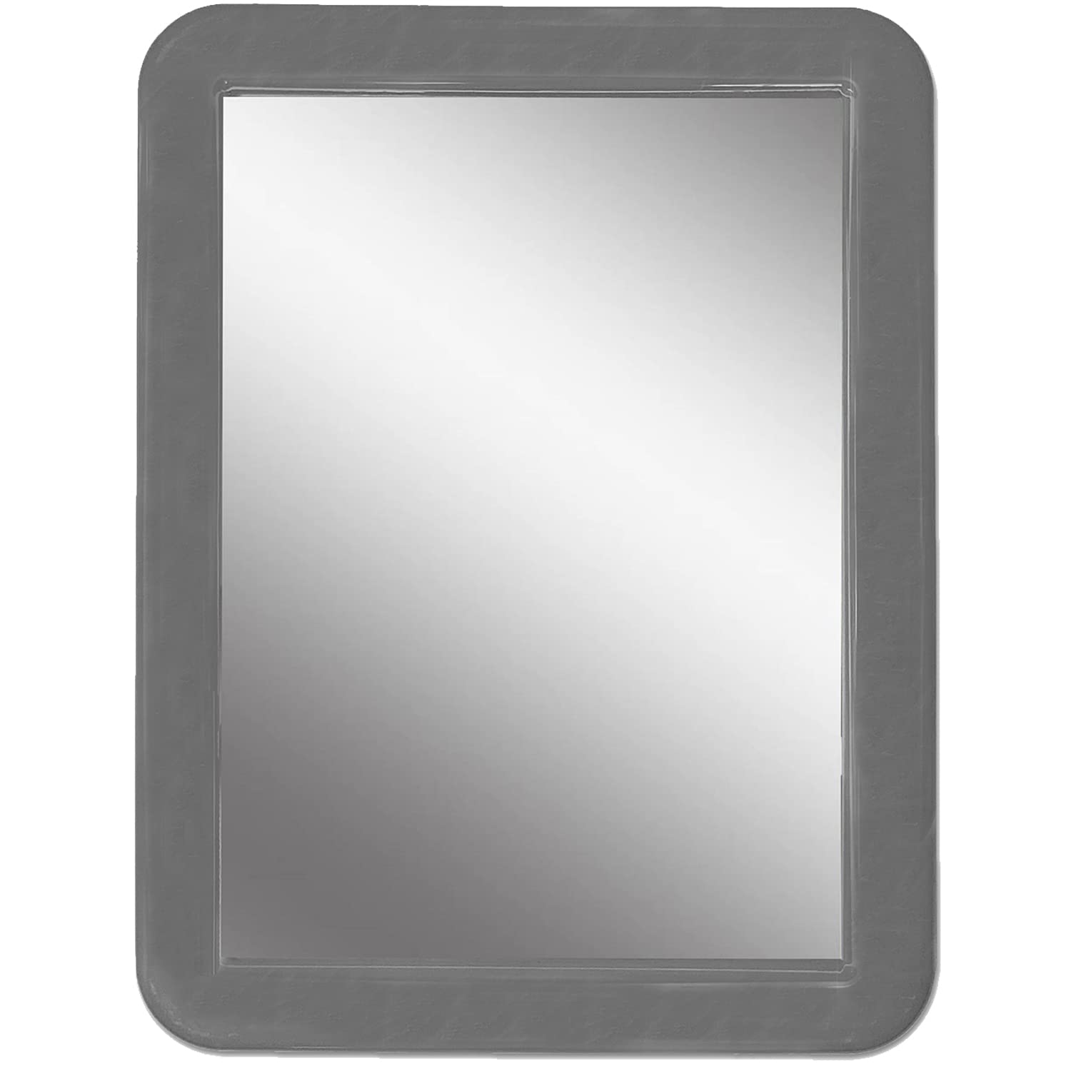 PTY Magnetic Real Glass Mirror for School or Gym Locker, 5' x 7' Gray Framed - Locker Accessory - Small Makeup Mirror for Frid