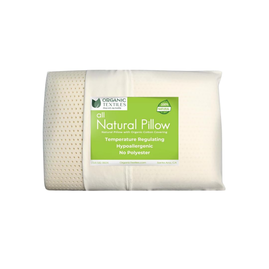 Organictextiles Natural Latex Pillow With Organic Cotton Cover (Standard Size, Medium), Gots Certified, Bed Pillow For Sleeping,