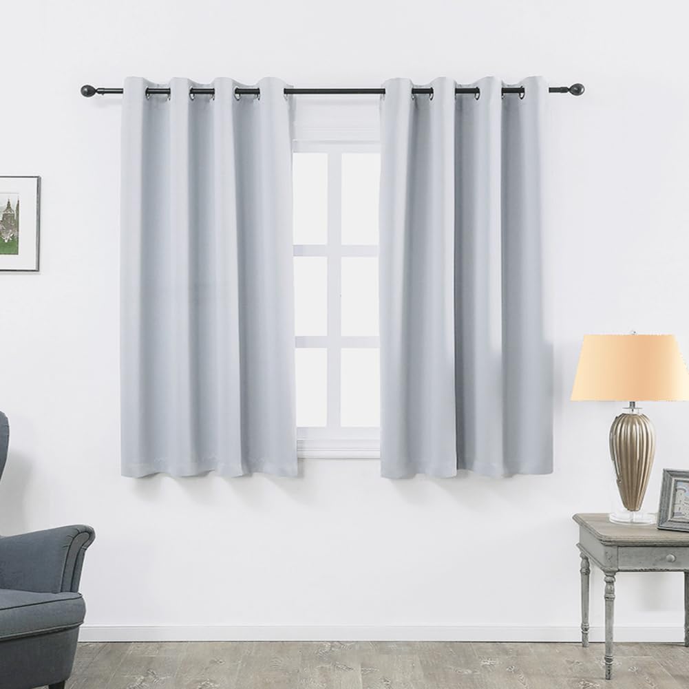 MANGATA CASA Bedroom Blackout Curtains Grommet 2 Panels,Thermal Window Curtain Panel for Living Room Darkening Drapes (Greyish W