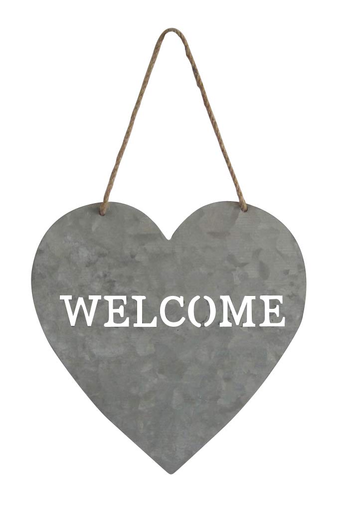 HomeRoots Welcome Gray Galvanized Metal Wall Art