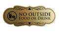 Signs Bylita Designer No Outside Food Or Drink Sign(Brushed Gold) - Medium 1 Pack
