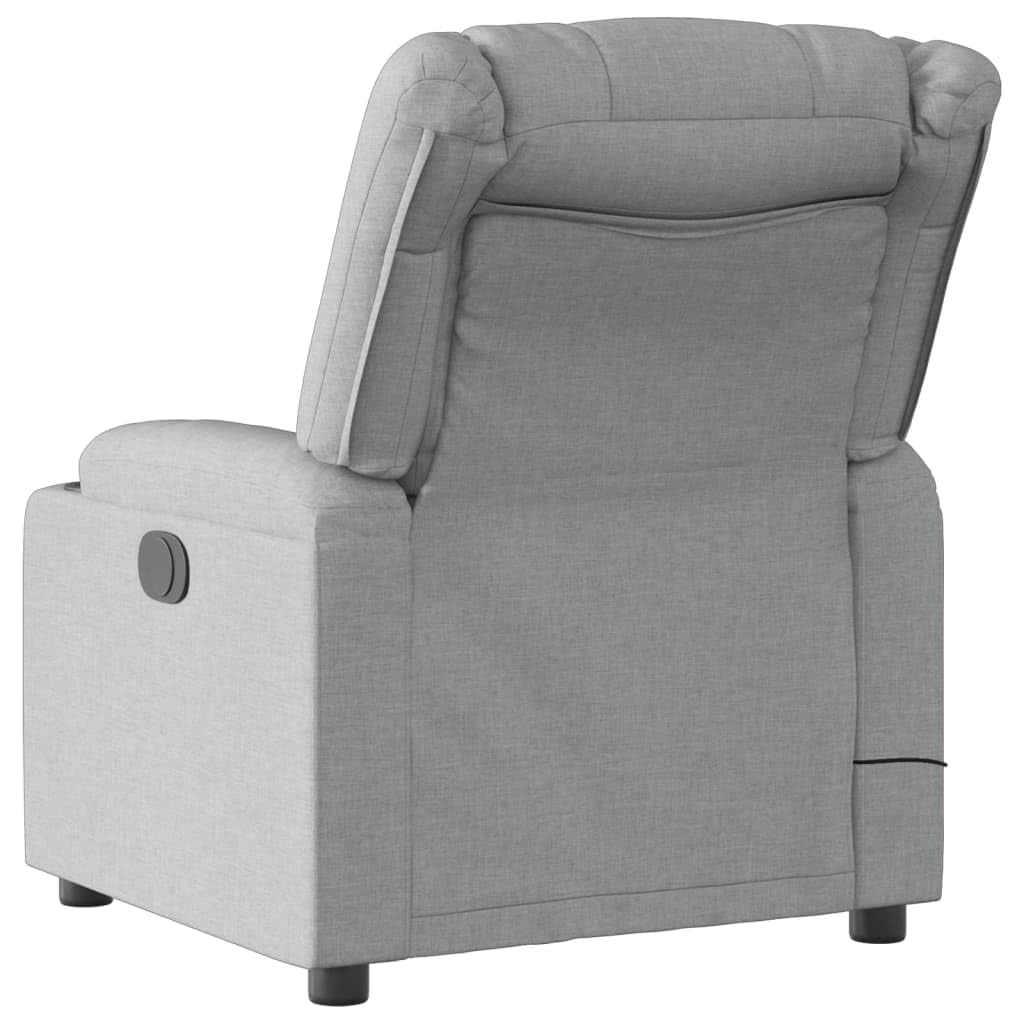 vidaXL Light Gray Fabric Massage Recliner Chair - Manual Recline, Vibrating, Padded, Cup Holders, Durable