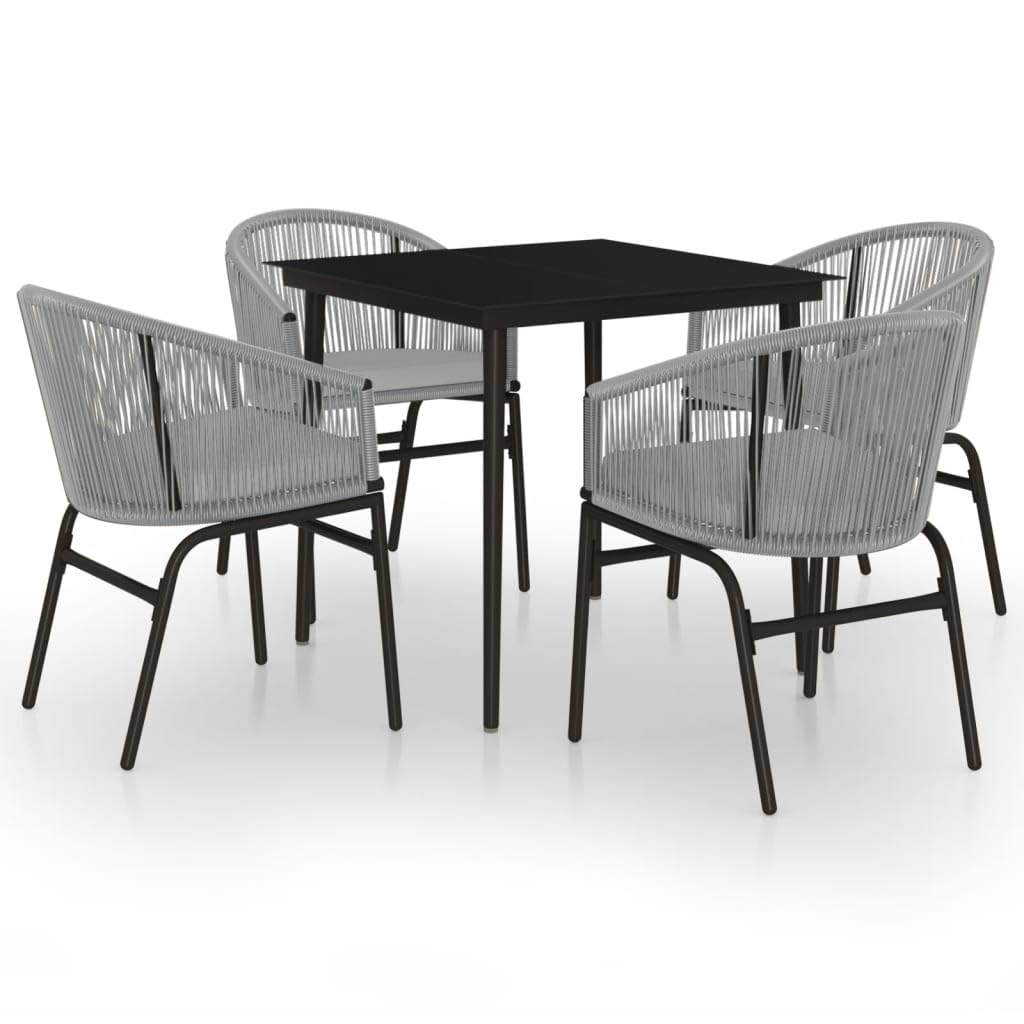 vidaXL Patio Dining Set 5 Piece Garden Conversation Bistro Set Outdoor All-Weather Furniture for Porch Backyard with Chairs Cushion Gray