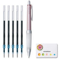 Uni Alpha-Gel Jetstream 0.7 Mm Ball Point Pen, Pink Body, Black Ink (Sxn1000071P13) + 5 Ink Refills Set(Sxr-7.24) And Amazdone S