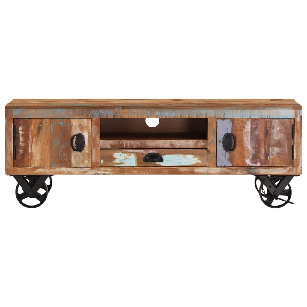 vidaXL TV Cabinet with Wheels 43.3&quot;x11.8&quot;x14.6&quot; Solid Reclaimed Wood