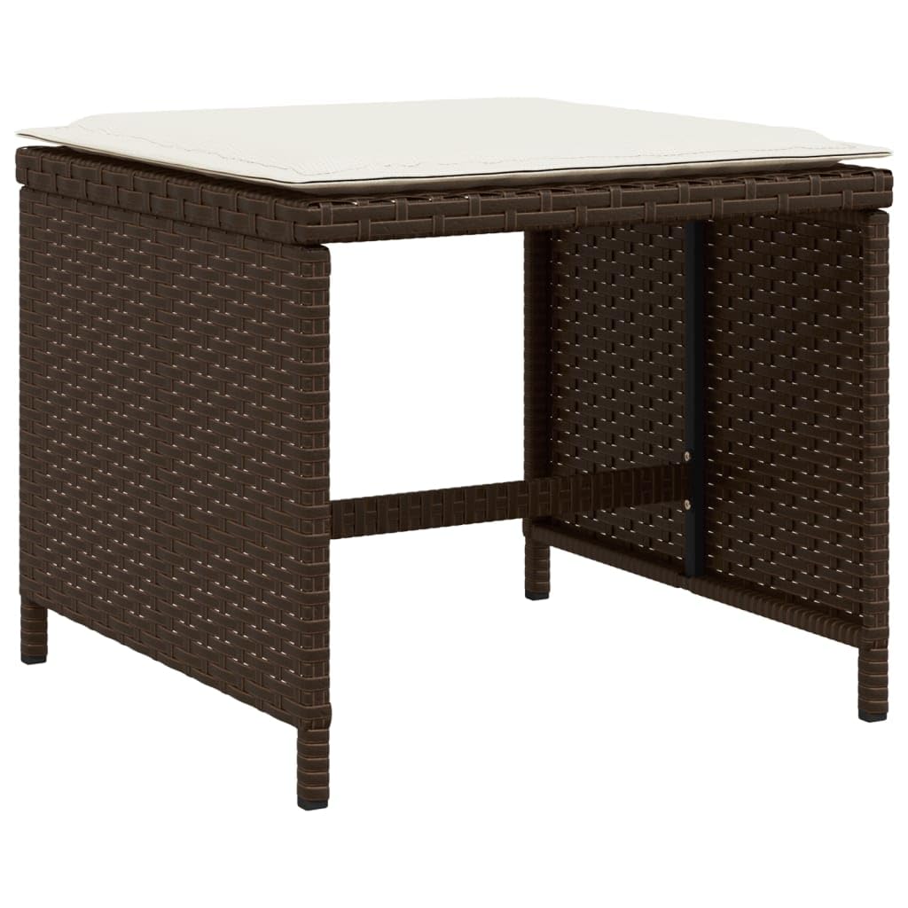 Vidaxl Patio Stools With Cushions 4 Pcs Brown 15.7X15.7X13.8 Poly Rattan