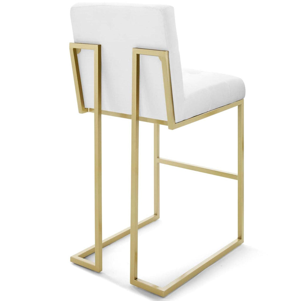 Modway Privy Stainless Steel Upholstered Fabric Bar Stool, Gold White