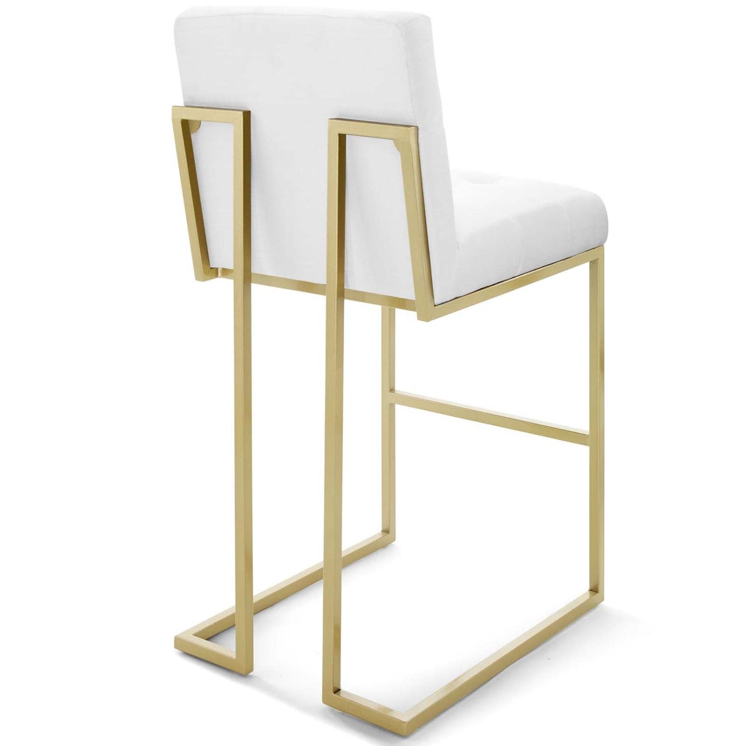Modway Privy Stainless Steel Upholstered Fabric Bar Stool, Gold White