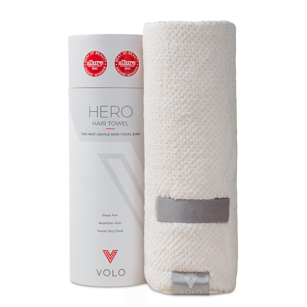 VOLO Hero Salt White Hair Towel | Ultra Soft, Super Absorbent, Quick Drying Nanoweave Fabric | Reduce Dry Time by 50% | Large To