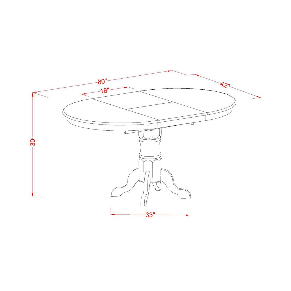 East West Furniture AVT-OAK-TP Avon Modern Kitchen Table - an Oval Dining Table Top with Butterfly Leaf & Pedestal Base, 42x60 Inch, Oak