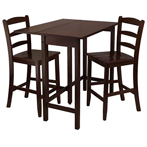 Ergode Obsidian 3-Piece Counter Table Set | Sleek Design | Black Veneer Top | Easy Assembly | 2 Black Square-Leg Stools | (94334-VV)