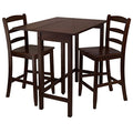 Ergode Obsidian 3-Piece Counter Table Set | Sleek Design | Black Veneer Top | Easy Assembly | 2 Black Square-Leg Stools | (94334-VV)