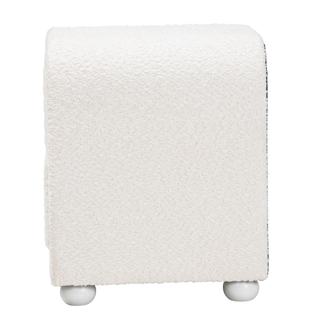 Baxton Studio Bonilla Modern White Teddy-Bear Fabric And Rubberwood 2-Drawer Nightstand