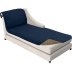 Sofa Shield Patented Chaise Slip Cover, Large Cushion Protector, Reversible Stain And Dog Tear Resistant Slipcover, Quilted Microfiber 102X34” Seat, Washable Covers For Dogs Pets Kids, Navy Sand