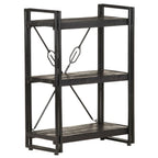 vidaXL Bookshelf, Open Shelf 3-Tier Bookcase, Wall Bookshelf for Office Living Room, Freestanding Shelving Unit, Industrial, Black Solid Mango Wood