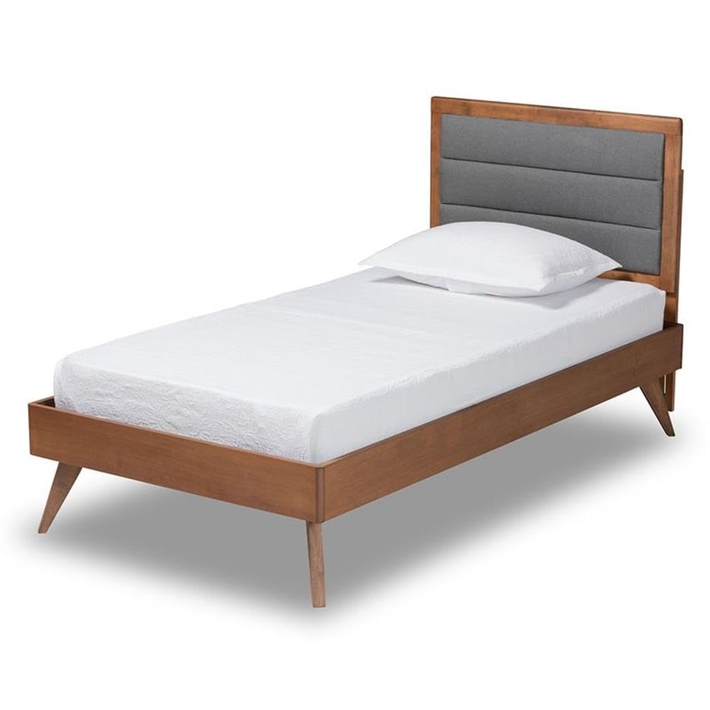 Baxton Studio Linn Dark Grey and Brown Finished Wood Twin Size Platform Bed