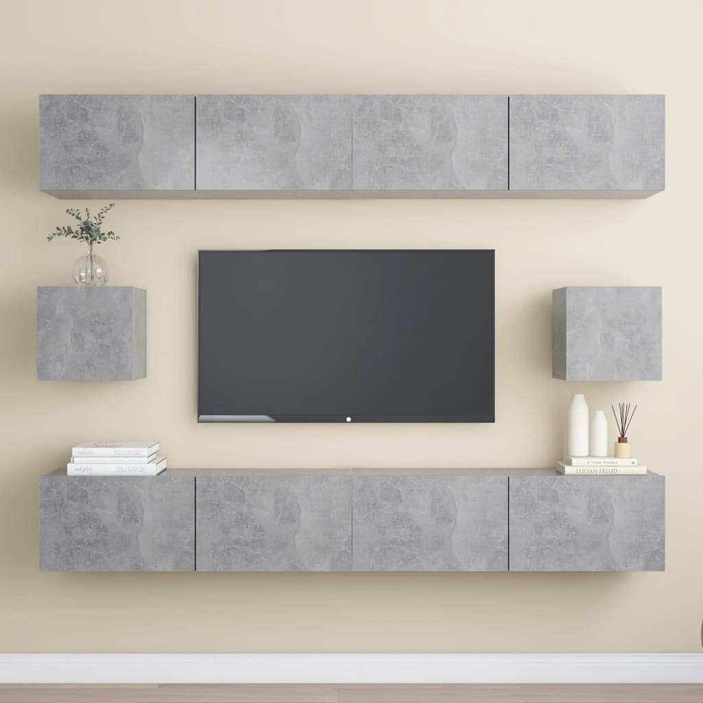 vidaXL TV Cabinet Set 6 Piece TV Stand HiFi Cabinets Plasma Cabinet Stereo Cabinets TV UnitsHome Indoor Concrete Gray Engineered Wood
