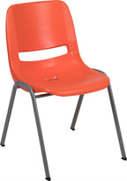 Flash Furniture Hercules Series 880 Lb. Capacity Orange Ergonomic Shell Stack Chair With Gray Frame (Pack Of 1)