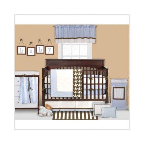 Bacati - Metro Blue/White/Chocolate Window Valance 54 X 15 Inches Light Filtering With Rod Pocket