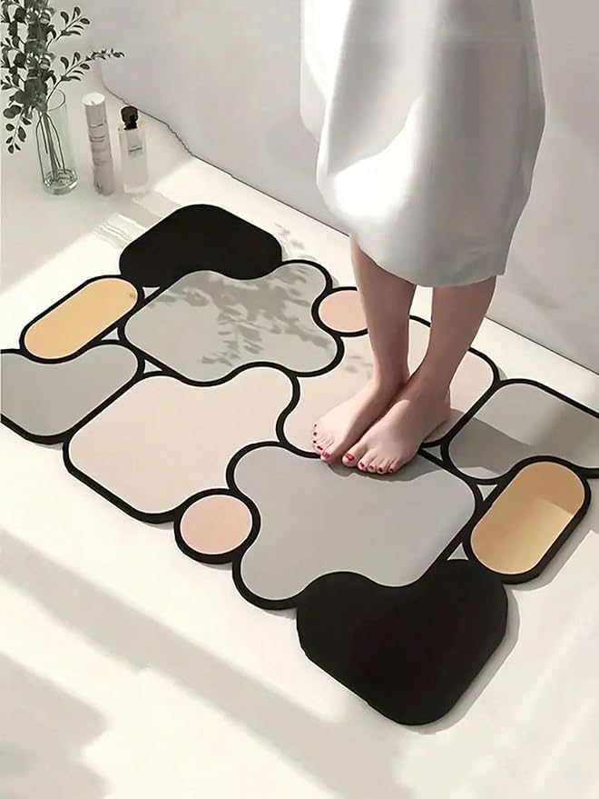 RASHARSH 5D Puzzle Design Bathroom and Kitchen Door Mat, Modern Abstract Geometric Pattern, NonSlip Floor Rug