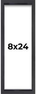 8x24 Shadow Box Frame Contemporary Black Finish | 1'' Depth of Usable Space| Interior Size 8x24 or 24x8 Inches| UV Resistant Acr