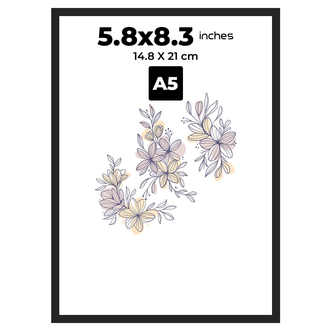 PAXNOK Black A5 Frame 5.8x8.3 Inch - Perfect for Portrait Photos, Special Occasions, Valentines Day Picture Frame - Love Picture