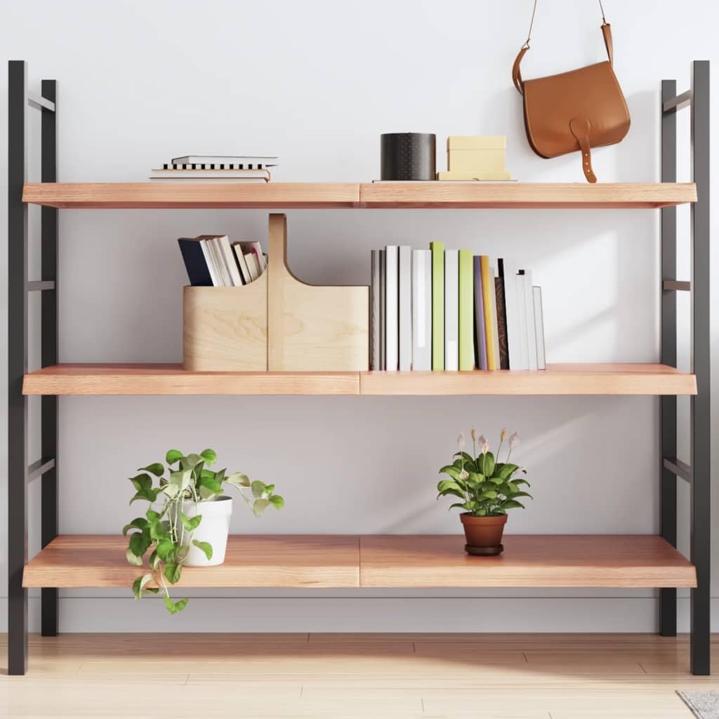 vidaXL Solid Oak Wood Wall Shelf with Live Edge Design – Rustic Light Brown Shelf Ideal for Multiple Uses