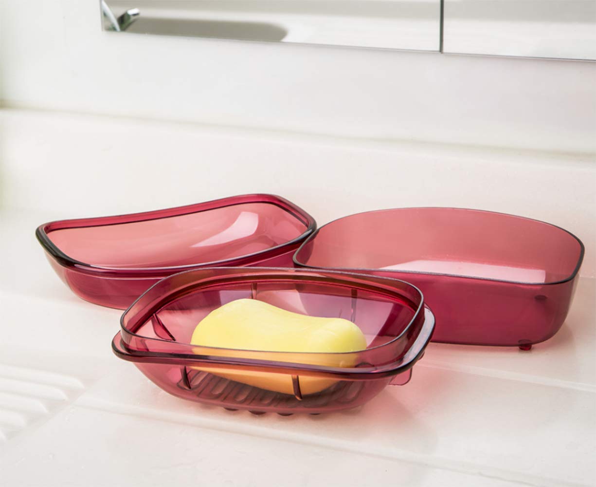 Dearjana Transparent Plastic Soap Case Holder Portable Clear Soap Container Box For Home Kitchen, Large Size, Pack Of 2 (Style 2