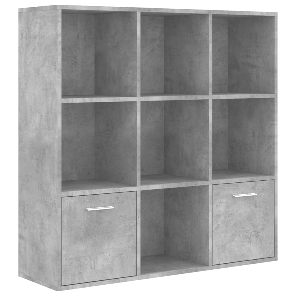 vidaXL Cabinet, Book Cabinet with 2 Doors Bookcase, Standing Shelves for Office Living Room, Wall Shelving Unit, Modern, Concrete Gray Engineered Wood