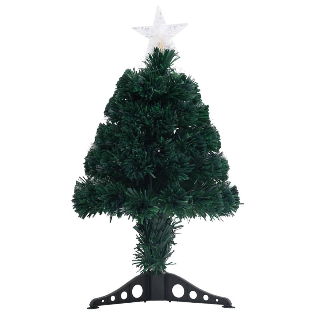 vidaXL 2ft Artificial Christmas Tree with Stand and LED - Fiber Optic, 56 Branches, Green, Weather Resistant, Lightweight, Reusable, for Outdoor and Indoor Use