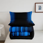 Geometric Abstract Ombre Comforter Set Kids Teens Blue And Black Striped Bedding Bed Set Decor Modern Fashion Comforter Inner Fill Bedroom Collection 2Pcs Twin Size
