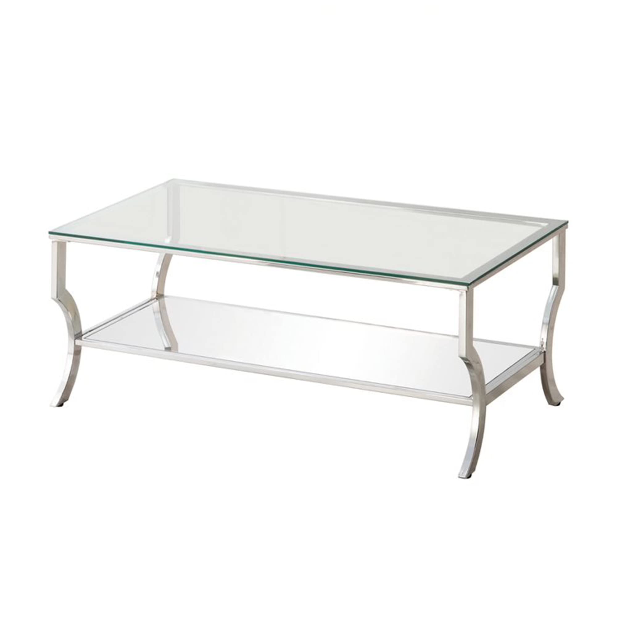 Coaster Furniture Rectangular Coffee Table with Mirrored Shelf Chrome 720338