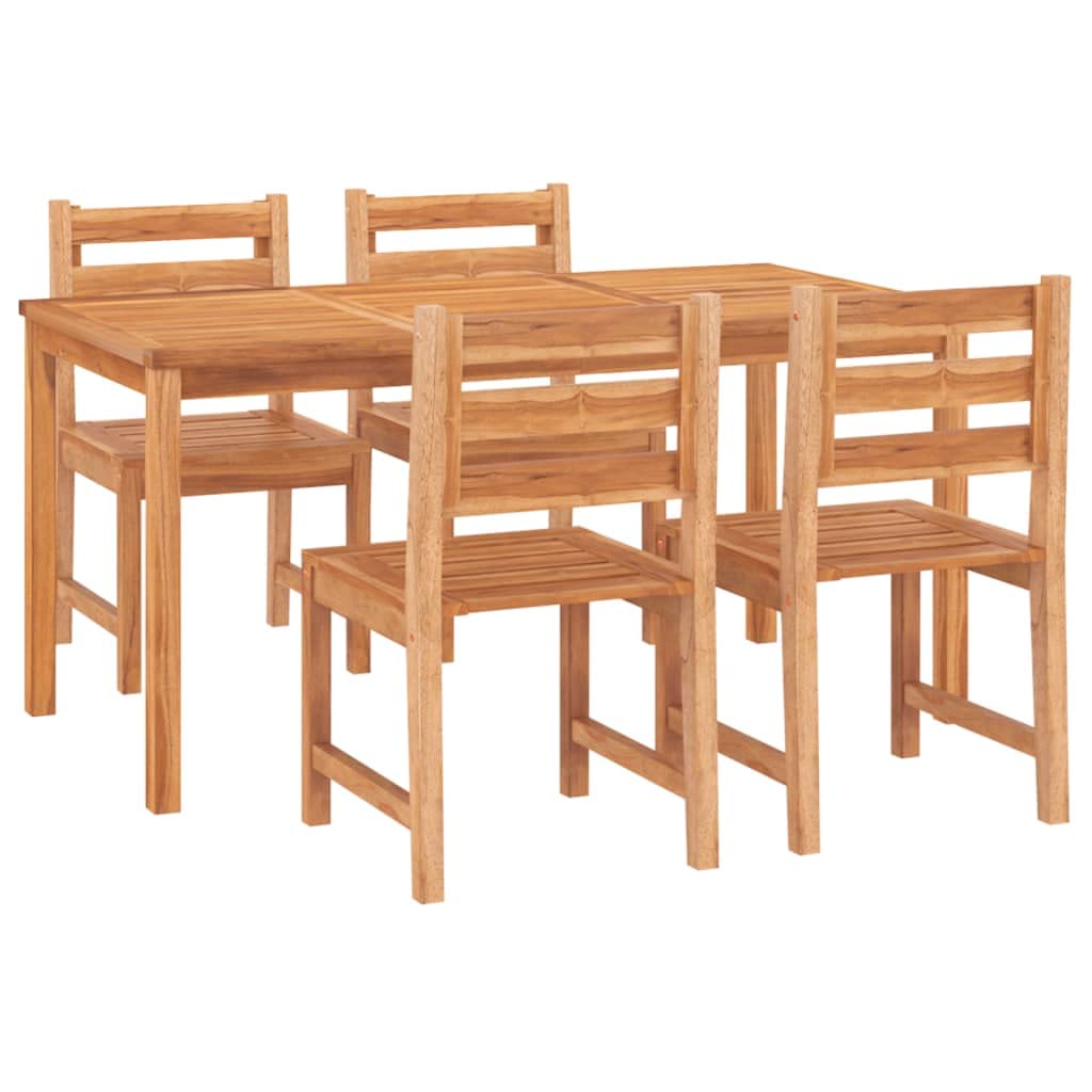 vidaXL 7 Piece Patio Dining Set: Solid Teak Wood Garden Furniture, Includes 1 Table, 6 Chairs with Backrests - Water-Resistant and Suitable for Both Indoor and Outdoor Use