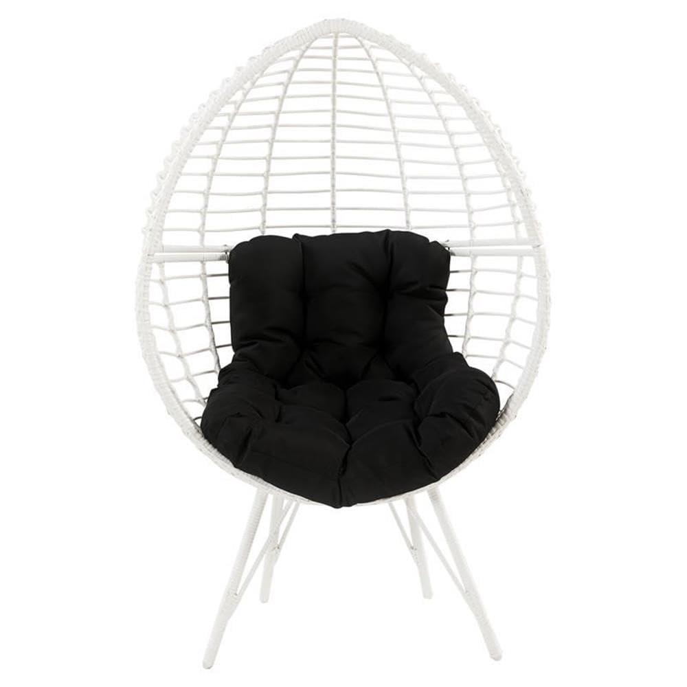 Acme Galzed Wicker Teardrop Patio Lounge Chair in Black and White