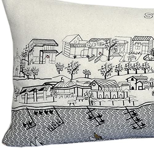 HomeRoots Cream 35' White St Michael's Daylight Skyline Lumbar Decorative Pillow
