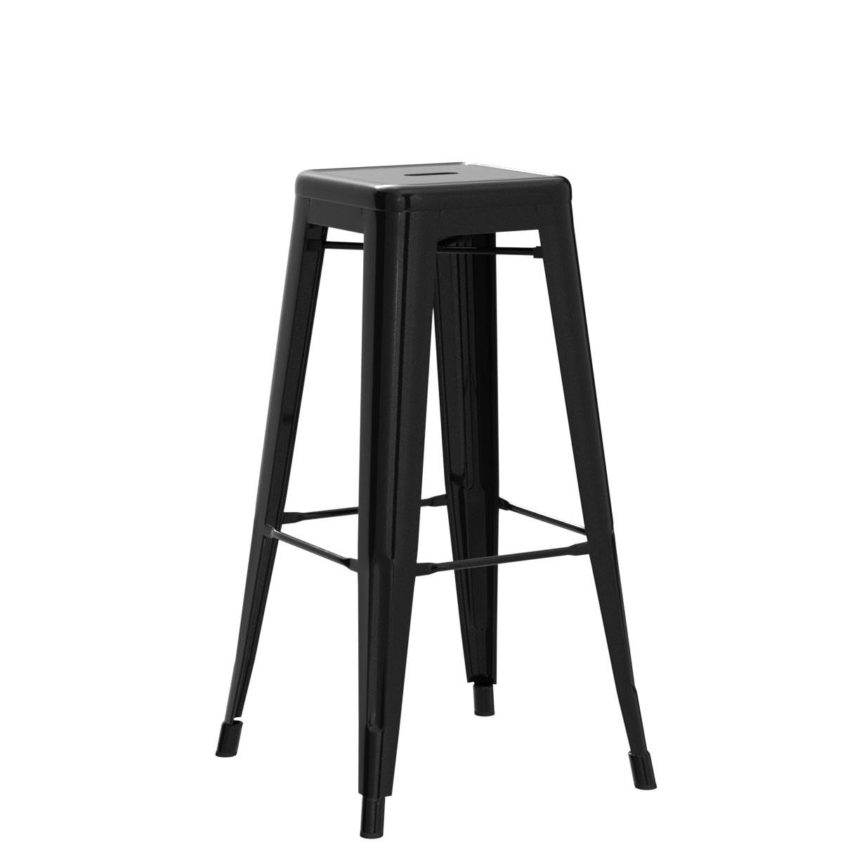 Yaheetech 30 Inches Metal Bar Stools, Set Of 4 Bar Height Backless Bartools, Indoor/Outdoor Stackable Kitchen Dining Chair, High Patio Furniture, Black