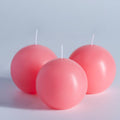 MOZEAL Hand-Poured, 3 Inch Pink Round Ball Candles - Elegant Pink Round Pillar Candles Set of 3, Dripless, Unscented, Smokeless,