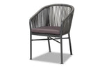 Baxton Studio Marcus Modern and Contemporary Grey Finished Rope and Metal Outdoor Dining Chair
