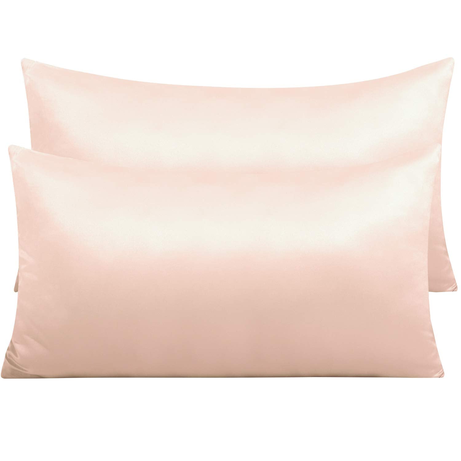 Ntbay Zippered Satin Pillow Cases For Hair And Skin, Luxury King Hidden Zipper Pillowcases Set Of 2, 20X36 Inches, Pink