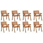 vidaXL 8X Solid Acacia Wood Patio Chairs with Cushions Garden Outdoor Balcony Backyard Terrace Dining Dinner Lounge Seating Home Furniture