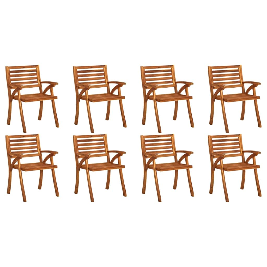 vidaXL 8X Solid Acacia Wood Patio Chairs with Cushions Garden Outdoor Balcony Backyard Terrace Dining Dinner Lounge Seating Home Furniture