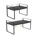 GZQIUYI Expandable Cabinet Shelf Organizer, 11 Inch Deep, Black, 2 Pack