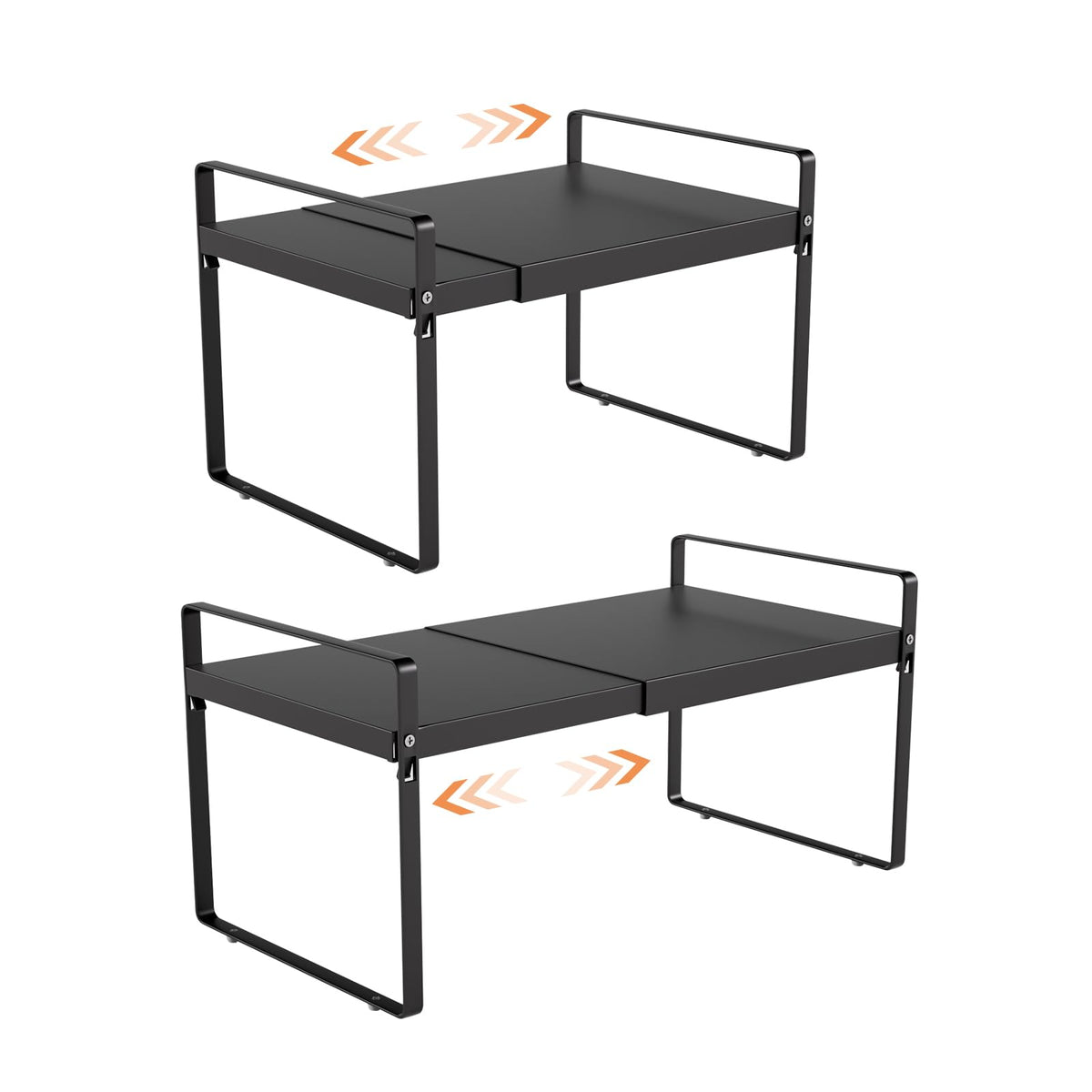 GZQIUYI Expandable Cabinet Shelf Organizer, 11 Inch Deep, Black, 2 Pack