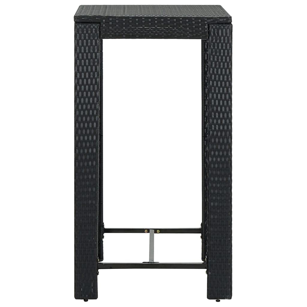 Vidaxl Patio Bar Table Black 23.8''X23.8''X43.5'' Poly Rattan