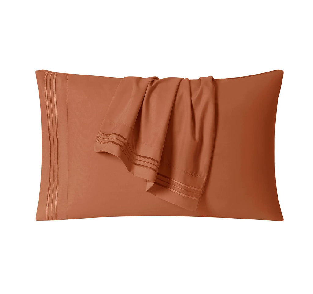 Clara Clark Bed Sheets, Premier 1800 Series 4 Piece Bed Sheet Set, Deep Pocket, Wrinkle, Fade, Stain Resistant, Luxury Soft Bedding Sheets & Pillowcases, King, Burnt Sienna