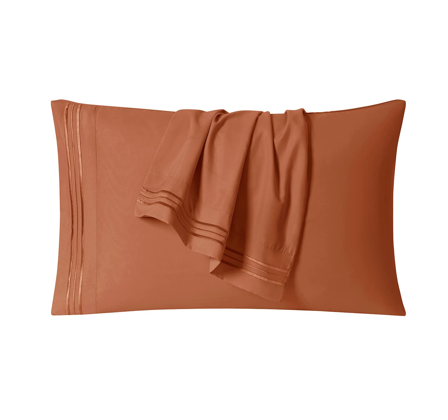 Clara Clark Bed Sheets, Premier 1800 Series 4 Piece Bed Sheet Set, Deep Pocket, Wrinkle, Fade, Stain Resistant, Luxury Soft Bedding Sheets & Pillowcases, Twin, Burnt Sienna