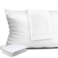 4-Pack Zippered Pillow Protectors, Premium 400 Thread Count 100% Egyptian Cotton White Zippered Pillowcases Pillow Covers, Stand
