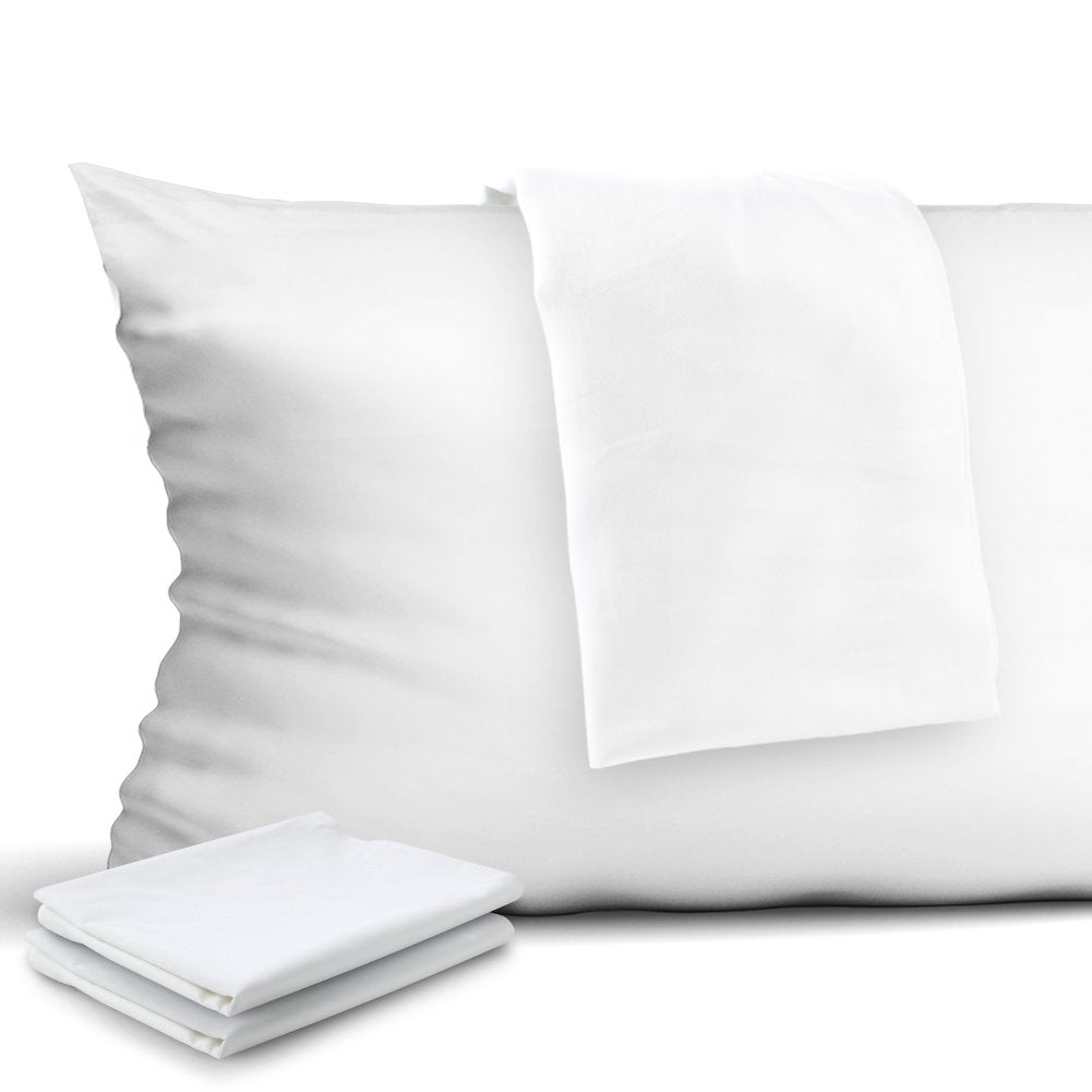 4-Pack Zippered Pillow Protectors, Premium 400 Thread Count 100% Egyptian Cotton White Zippered Pillowcases Pillow Covers, Stand