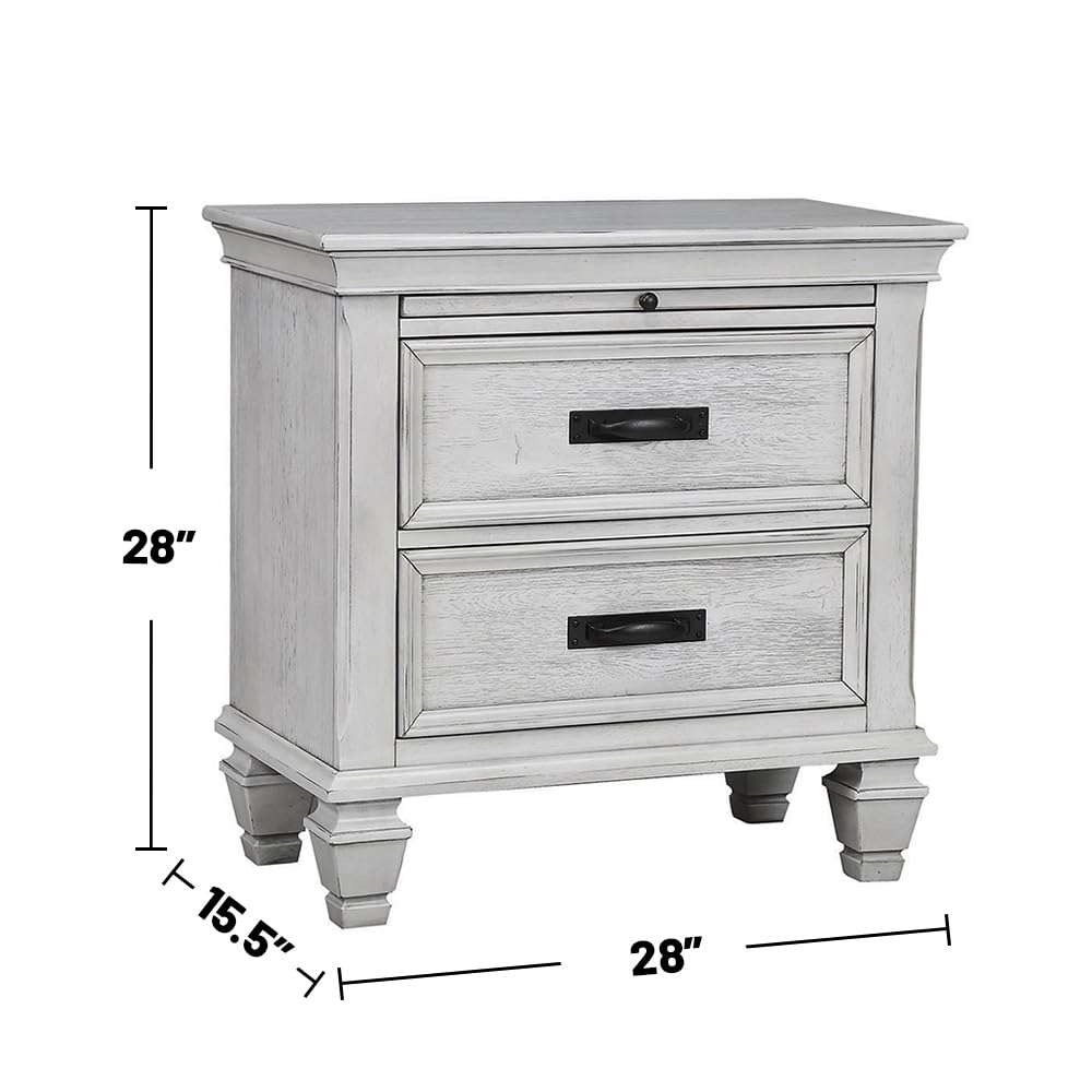 Coaster Franco Eastern King Bed 5-Piece Set, Distressed White