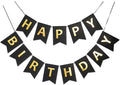 atorakushon Black and Gold Happy Birthday Banner Decoration For Boys Girls Boyfriend Girlfriend Cuple Kids Birthday Celebrations